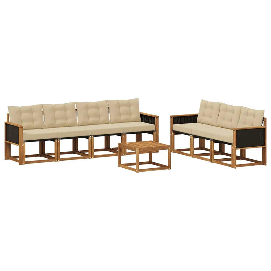 Ensemble de canapés d'extérieur 8 pcs Naturel et Beige - 2