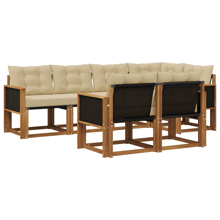 Ensemble de canapés d'extérieur 7 pcs Naturel et Beige - 2