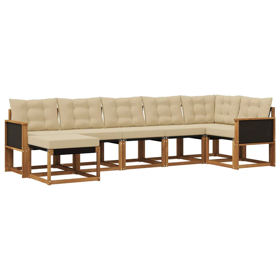 Ensemble de canapés d'extérieur 7 pcs Naturel et Beige - 2