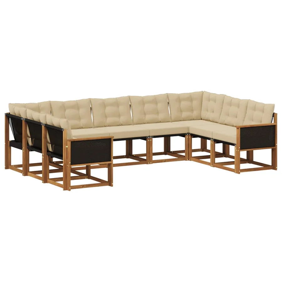 Ensemble de canapés d'extérieur 9 pcs Naturel et Beige - 2