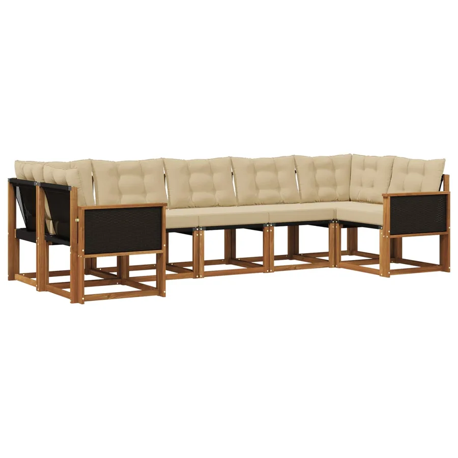 Ensemble de canapés d'extérieur 7 pcs Naturel et Beige - 2