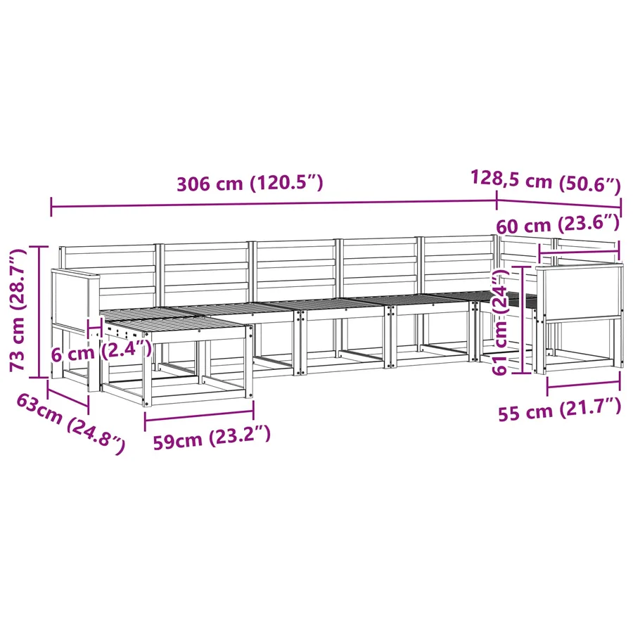 Ensemble de canapés d'extérieur 7 pcs Naturel - 8