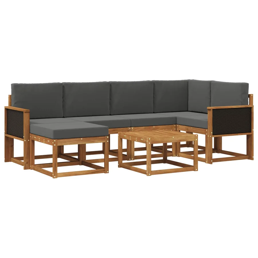 Ensemble de canapés d'extérieur 7 pcs Naturel et Anthracite - 2