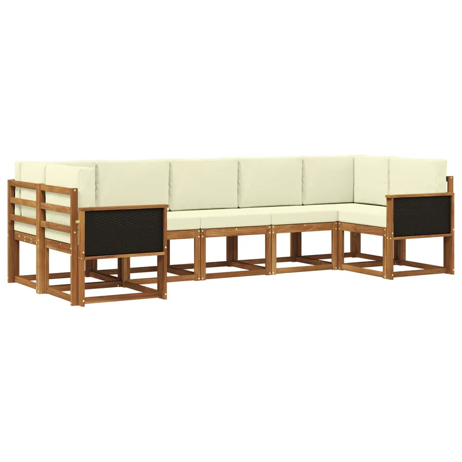 Ensemble de canapés d'extérieur 7 pc Naturel et Crème - 2