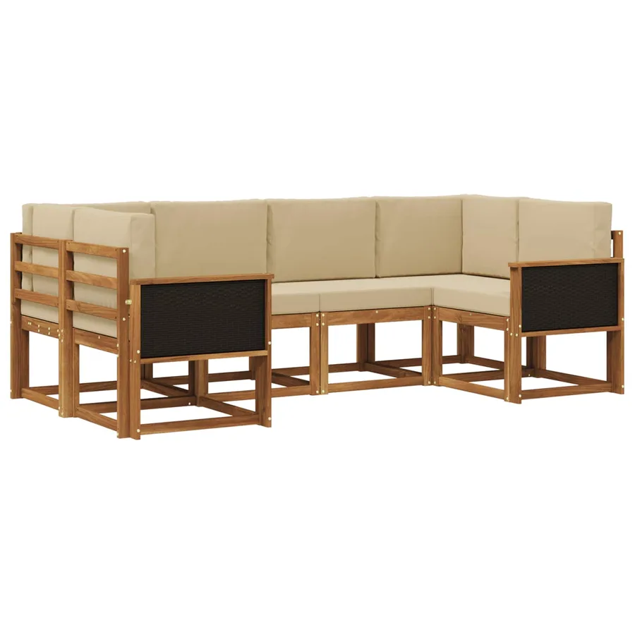 Ensemble de canapés d'extérieur 6 pcs Naturel et Beige - 2