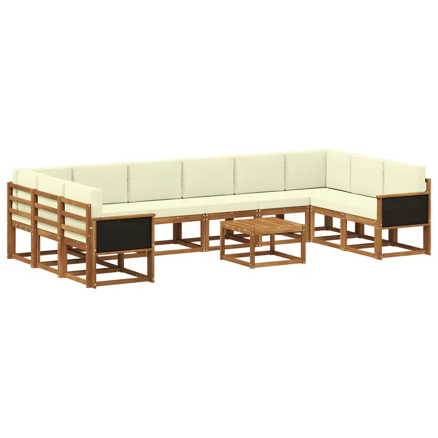 Ensemble de canapés d'extérieur 11 pcs Naturel et Crème - 2