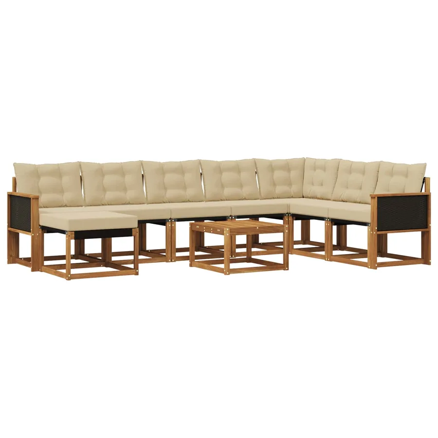 Ensemble de canapés d'extérieur 9 pcs Naturel et Beige - 2