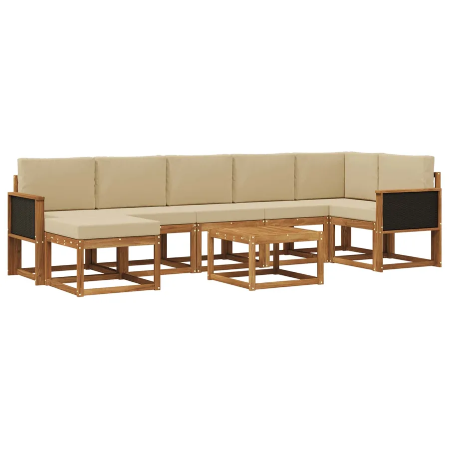 Ensemble de canapés d'extérieur 8 pcs Naturel et Beige - 2