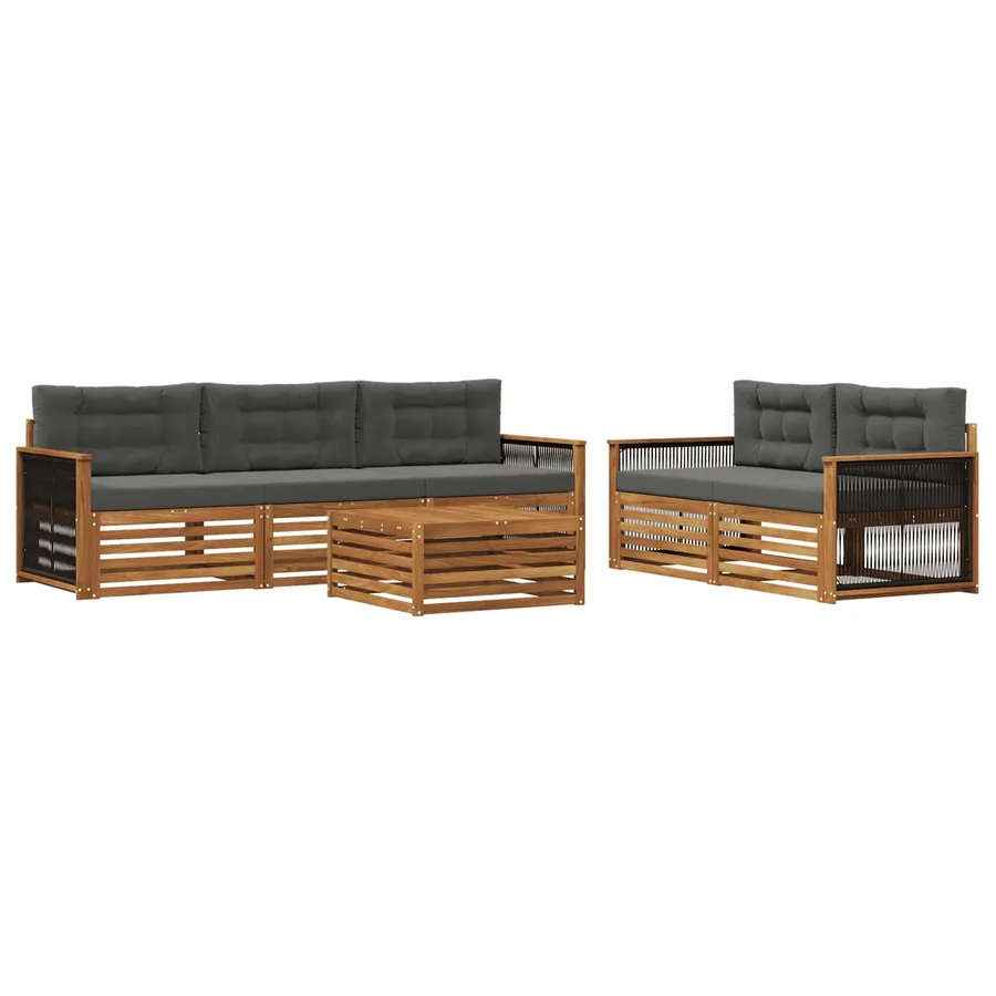 Ensemble de canapés d'extérieur 6 pcs Naturel et Anthracite - 2