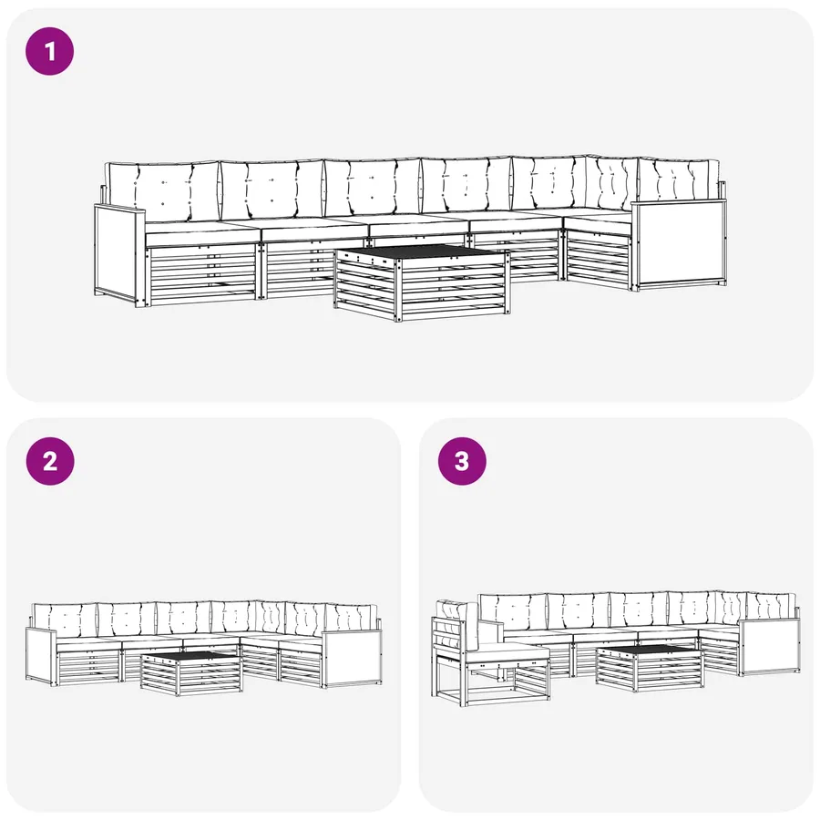 Ensemble de canapés d'extérieur 7 pcs Naturel et Crème - 7