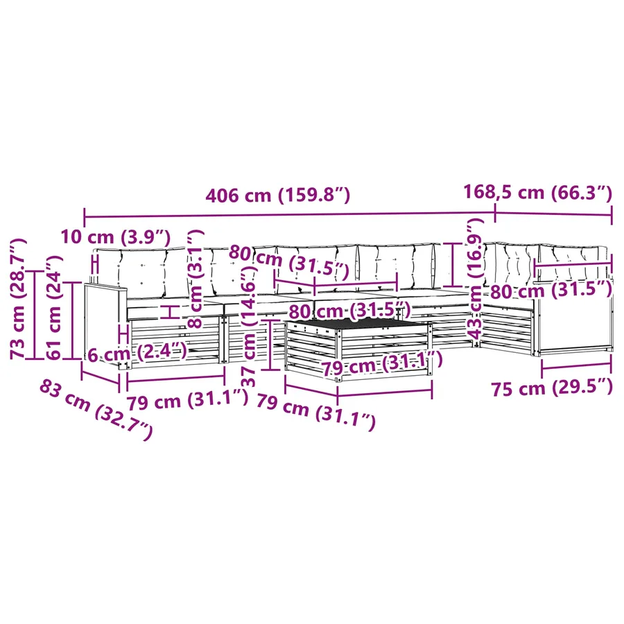 Ensemble de canapés d'extérieur 7 pcs Naturel et Crème - 8