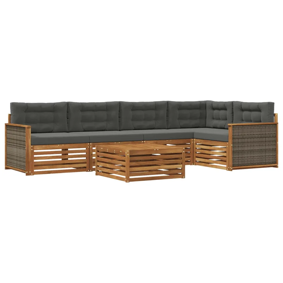 Ensemble de canapés d'extérieur 6 pcs Naturel et Anthracite - 2
