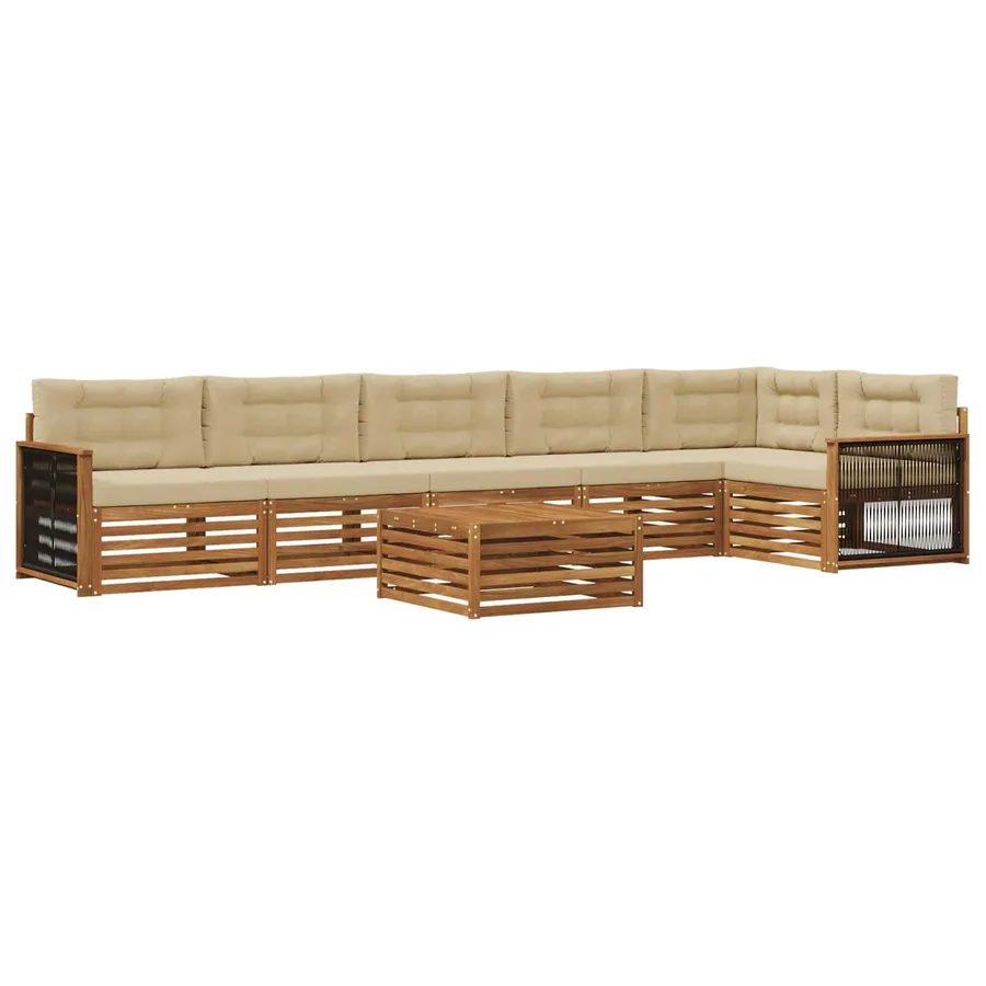 Ensemble de canapés d'extérieur 7 pcs Naturel et Beige - 2