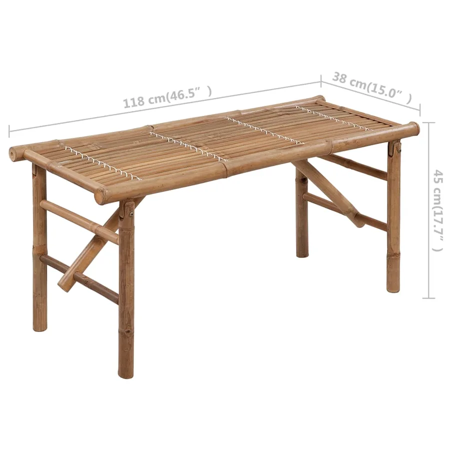 Banc de jardin pliable avec coussin 118 cm Bambou - 9