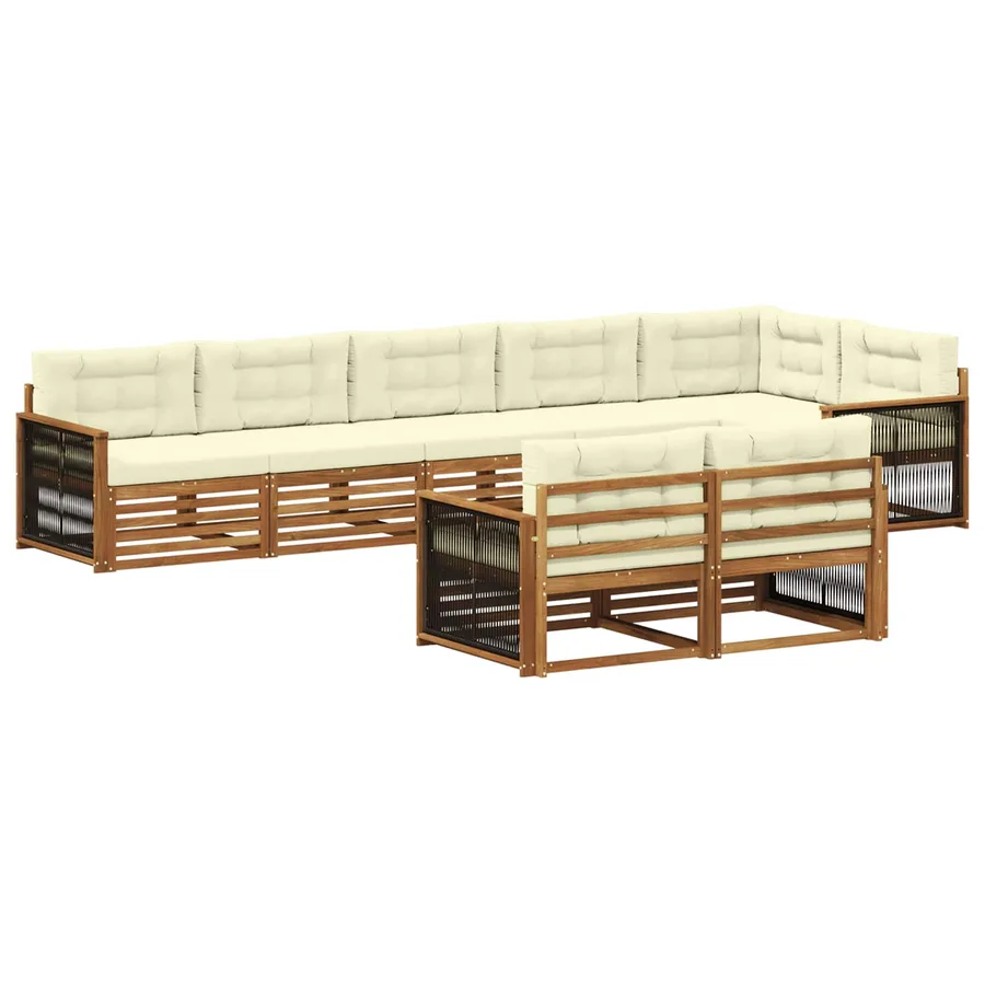 Ensemble de canapés d'extérieur 8 pcs Naturel et Crème - 2
