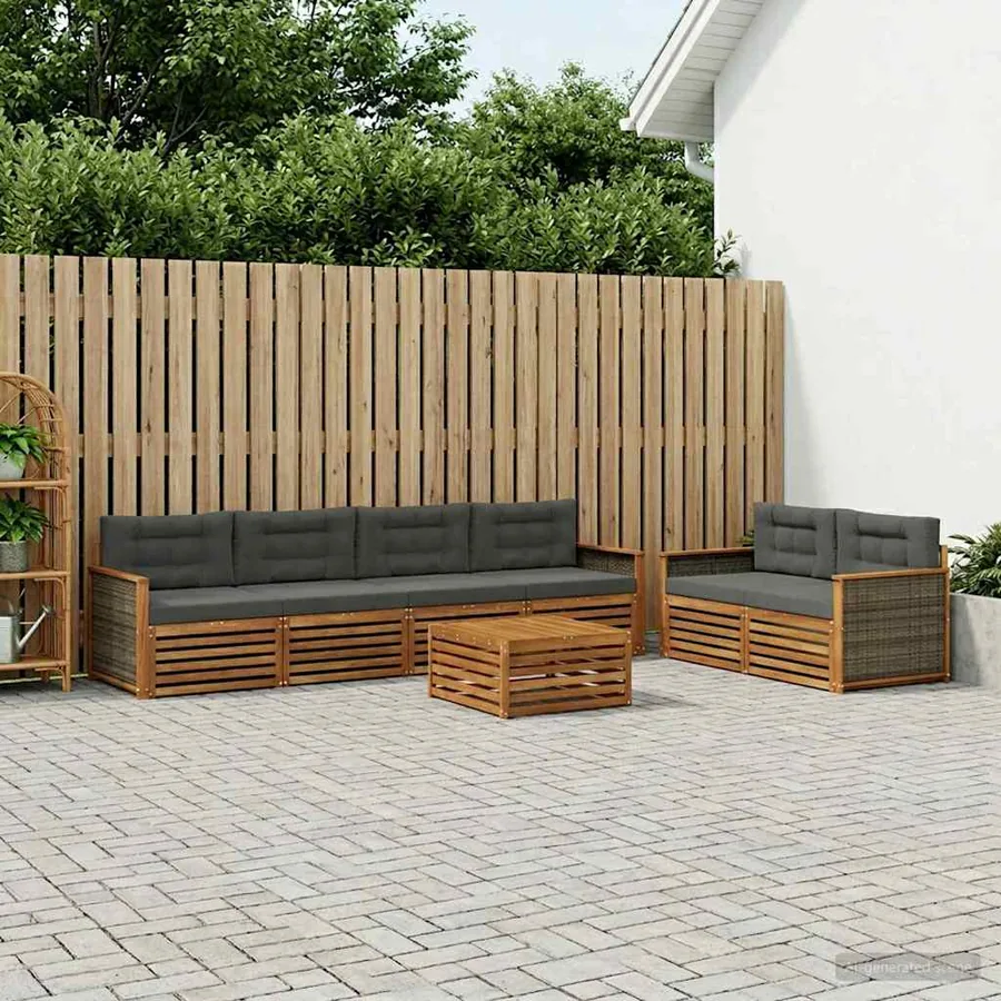 Ensemble de canapés d'extérieur 7 pcs Naturel et Anthracite
