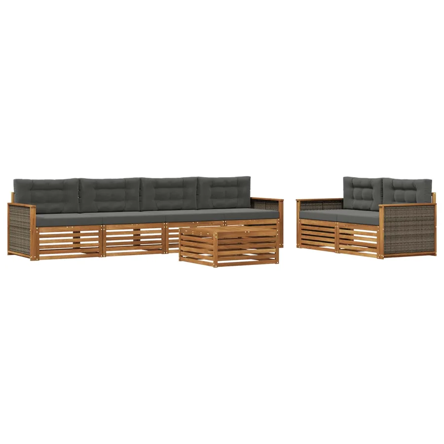 Ensemble de canapés d'extérieur 7 pcs Naturel et Anthracite - 2