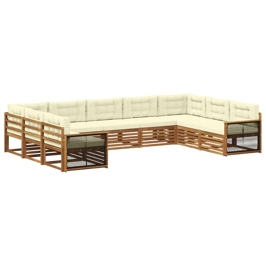 Ensemble de canapés d'extérieur 9 pcs Naturel et Crème - 2