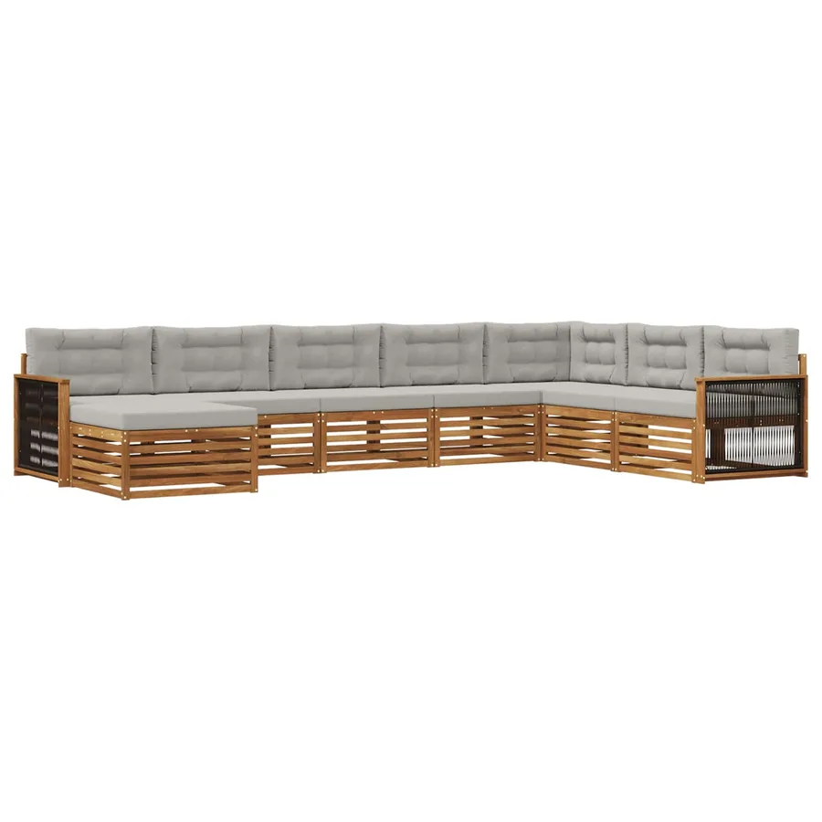 Ensemble de canapés d'extérieur 8 pcs Naturel et gris clair - 2