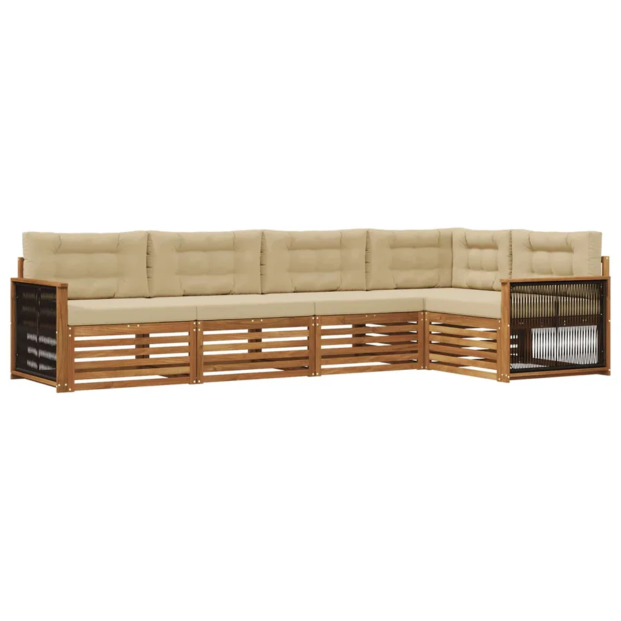 Ensemble de canapés d'extérieur 5 pcs Naturel et Beige - 2