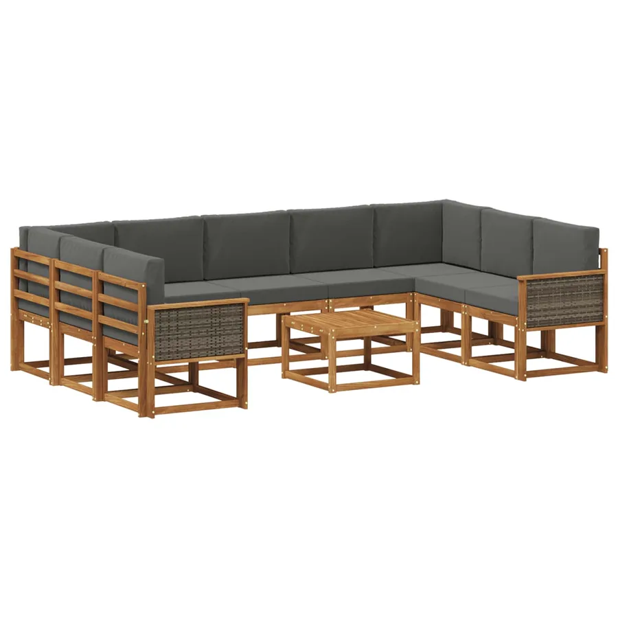 Ensemble de canapés d'extérieur 10 pcs Naturel et Anthracite - 2
