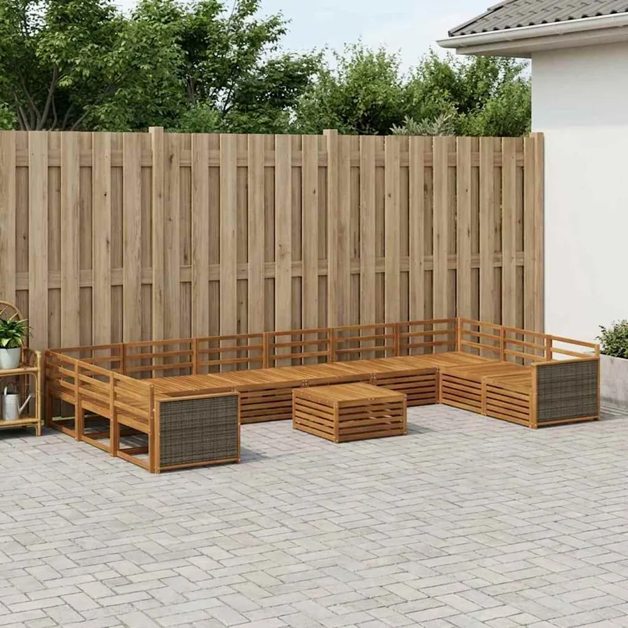 Ensembles de canapés 11 pcs Bois d'Acacia Massif