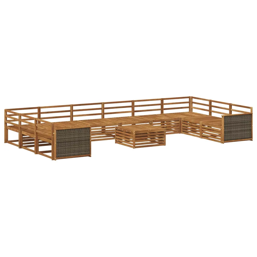 Ensembles de canapés 11 pcs Bois d'Acacia Massif - 2