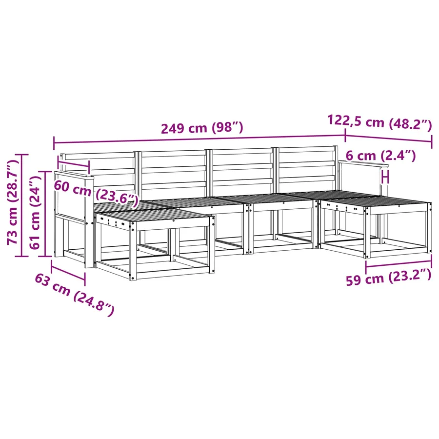 Ensemble de canapés d'extérieur 6 pcs Naturel - 7