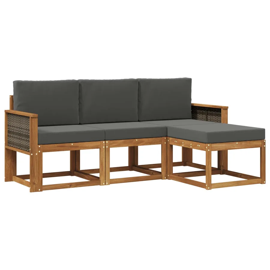 Ensemble de canapés d'extérieur 4 pcs Naturel et Anthracite - 2