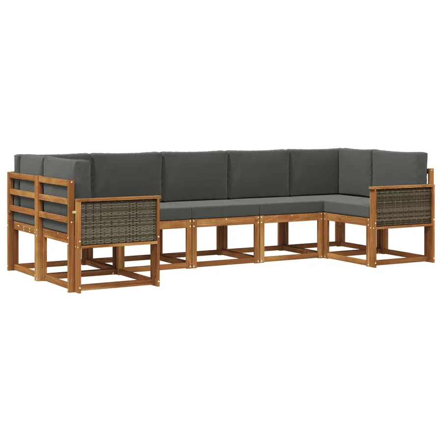 Ensemble de canapés d'extérieur 7 pc Naturel et Anthracite - 2