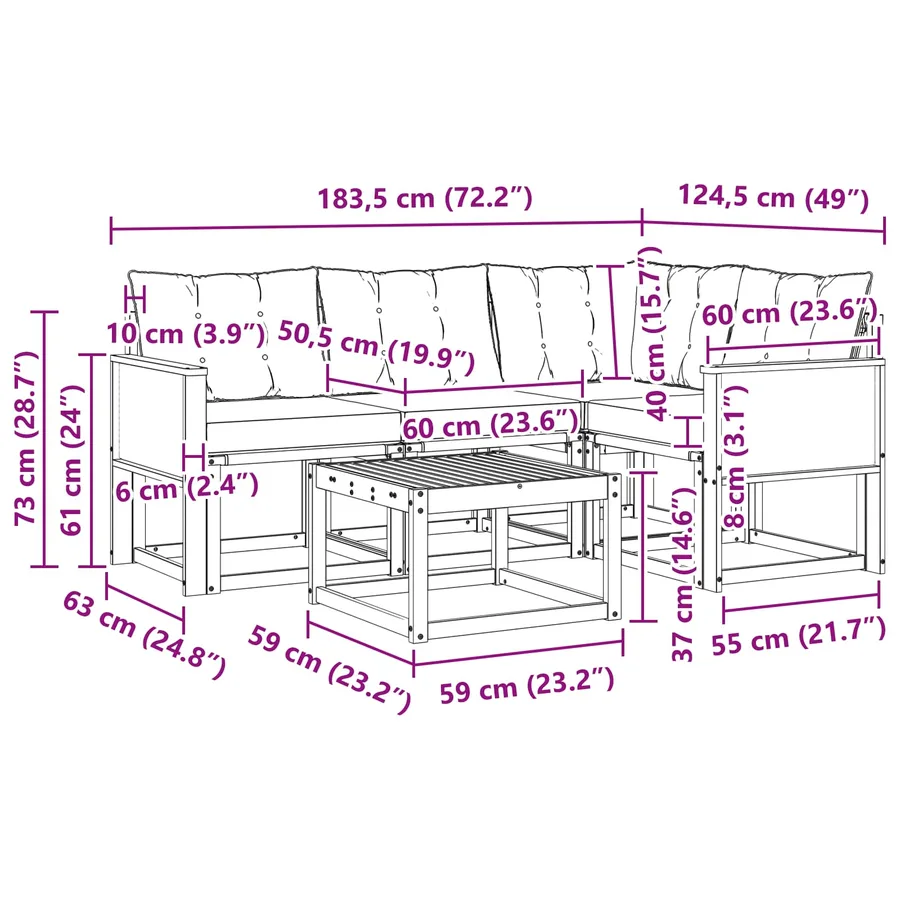 Ensemble de canapés d'extérieur 5 pcs Naturel et Beige - 9