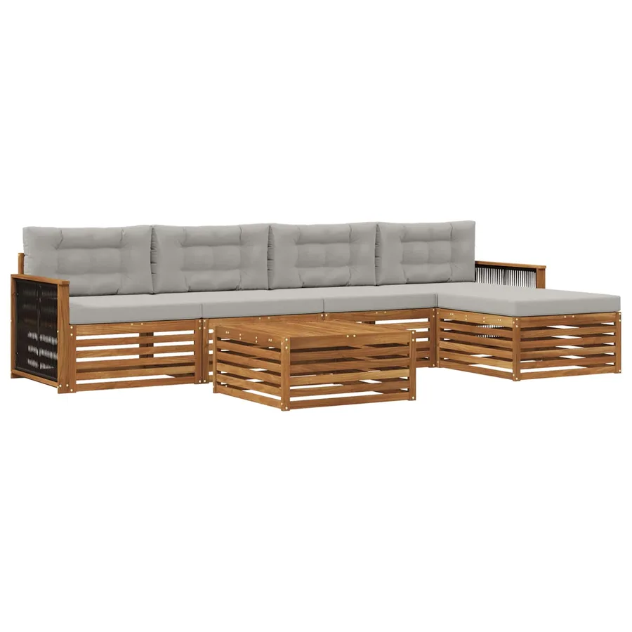 Ensemble de canapés d'extérieur 6 pcs Naturel et gris clair - 2