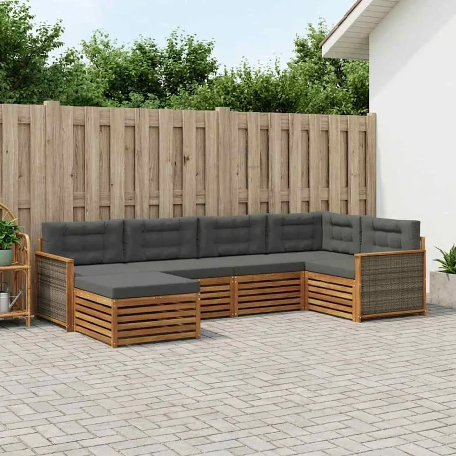 Ensemble de canapés d'extérieur 6 pcs Naturel et Anthracite