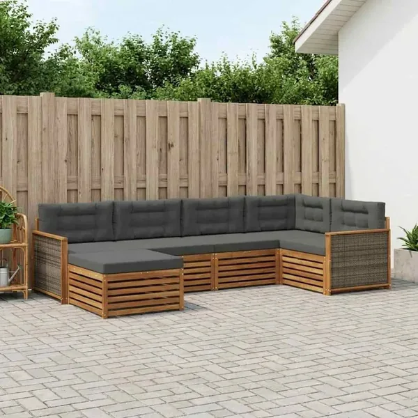Ensemble de canapés d'extérieur 6 pcs Naturel et Anthracite