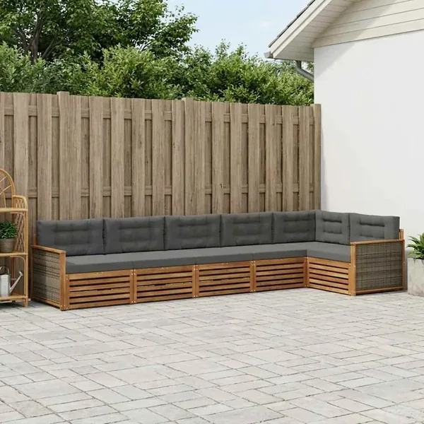 Ensemble de canapés d'extérieur 6 pcs Naturel et Anthracite