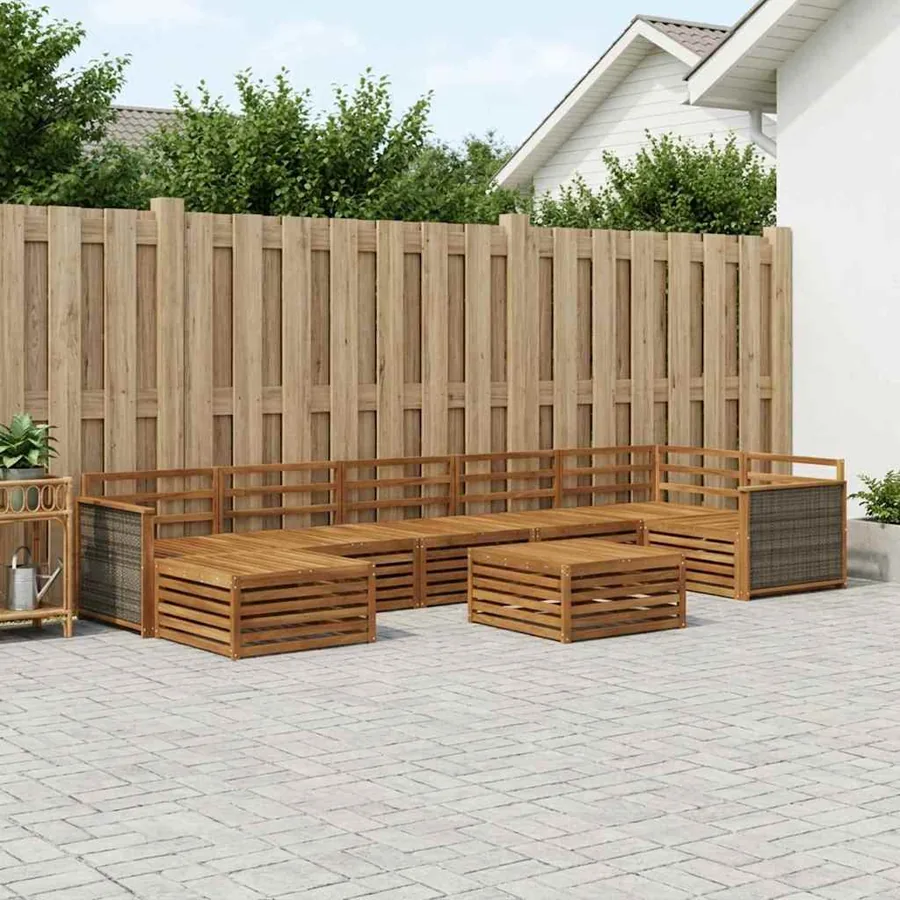 Ensemble de canapés d'extérieur 8 pcs Naturel