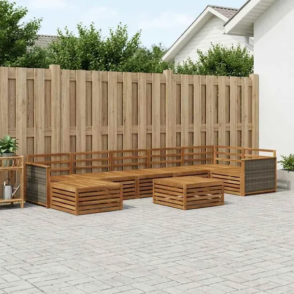 Ensemble de canapés d'extérieur 8 pcs Naturel