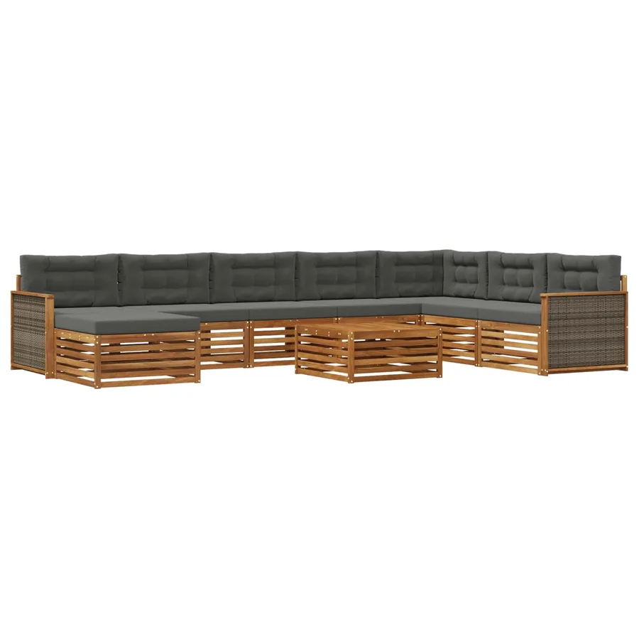 Ensemble de canapés d'extérieur 9 pcs Naturel et Anthracite - 2