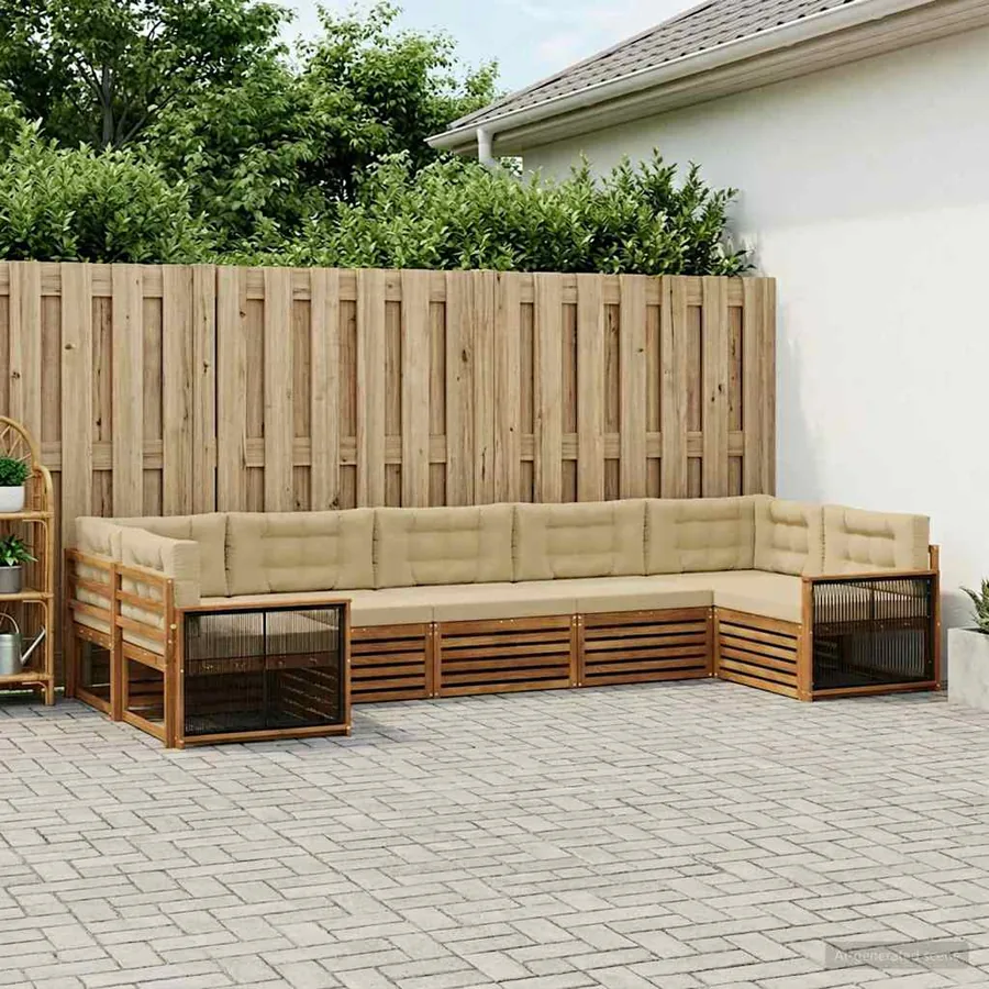 Ensemble de canapés d'extérieur 7 pcs Naturel et Beige