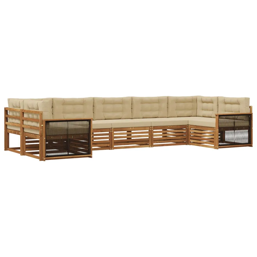 Ensemble de canapés d'extérieur 7 pcs Naturel et Beige - 2