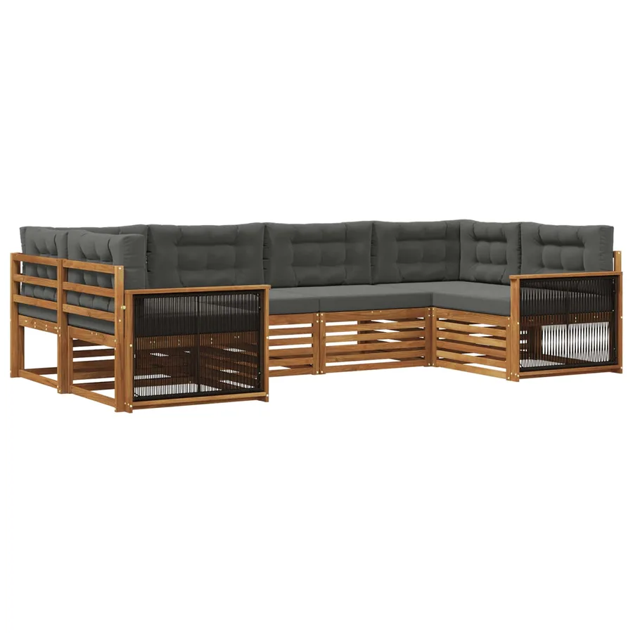 Ensemble de canapés d'extérieur 6 pcs Naturel et Anthracite - 2