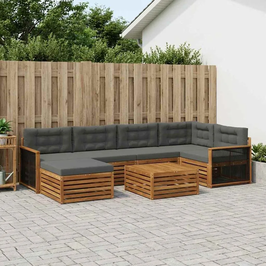 Ensemble de canapés d'extérieur 7 pcs Naturel et Anthracite