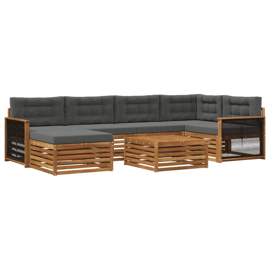 Ensemble de canapés d'extérieur 7 pcs Naturel et Anthracite - 2