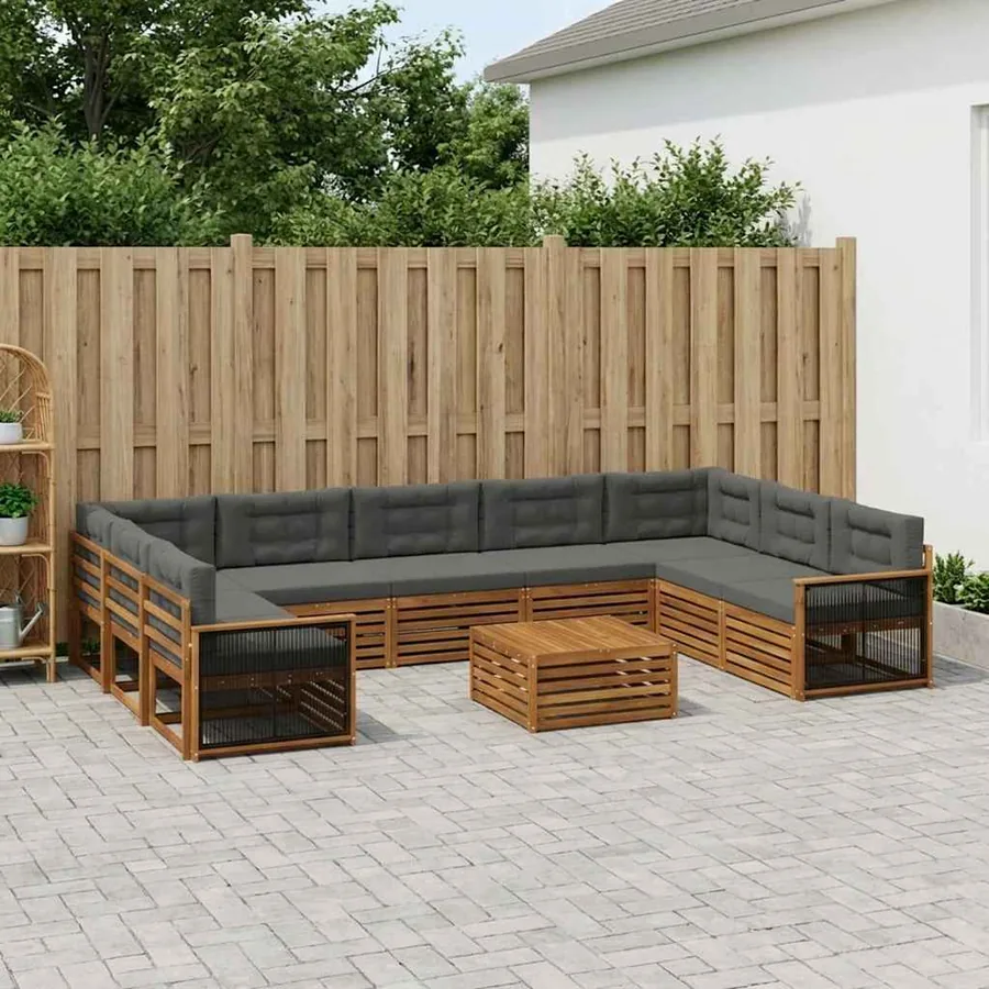 Ensemble de canapés d'extérieur 10 pcs Naturel et Anthracite