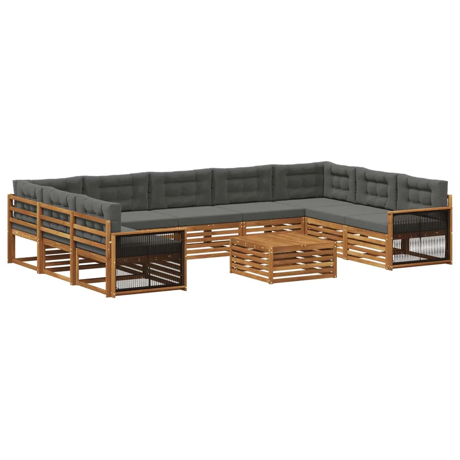 Ensemble de canapés d'extérieur 10 pcs Naturel et Anthracite - 2