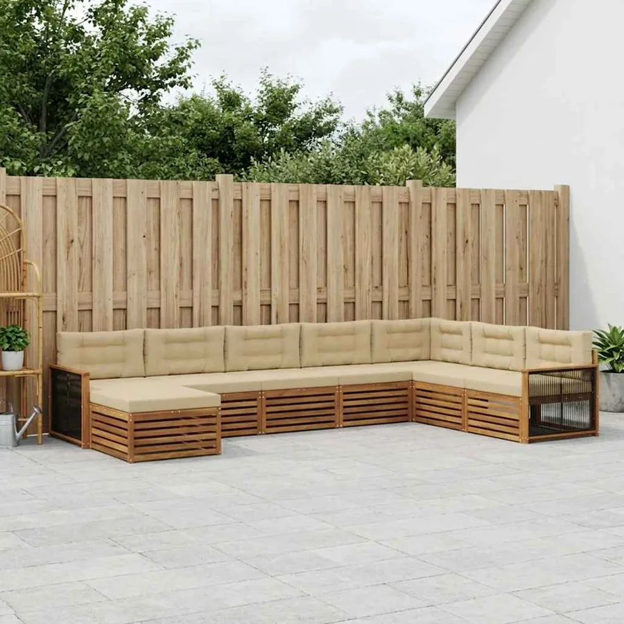 Ensemble de canapés d'extérieur 8 pcs Naturel et Beige