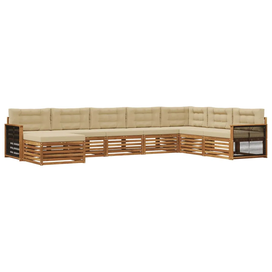 Ensemble de canapés d'extérieur 8 pcs Naturel et Beige - 2