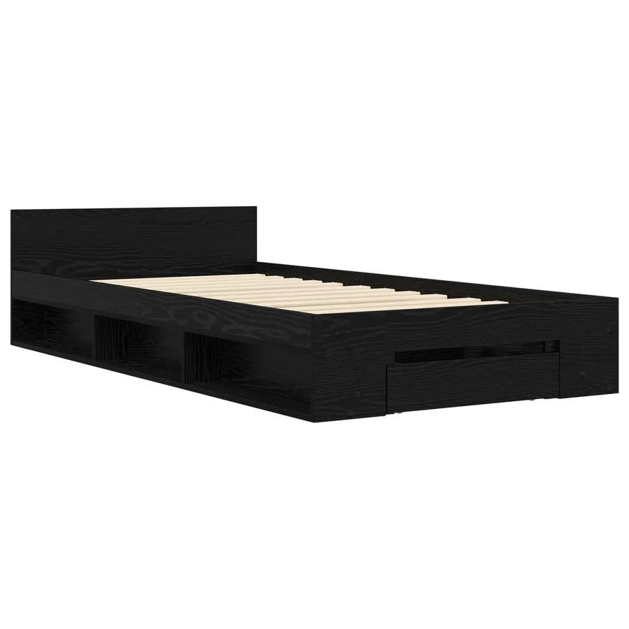 Cadre de lit avec rangement avec tiroir Chêne noir 80 x 200 cm - 2