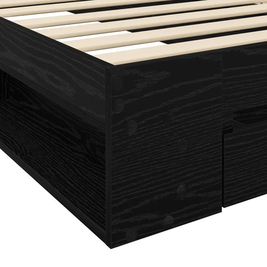 Cadre de lit avec rangement avec tiroir Chêne noir 80 x 200 cm - 6