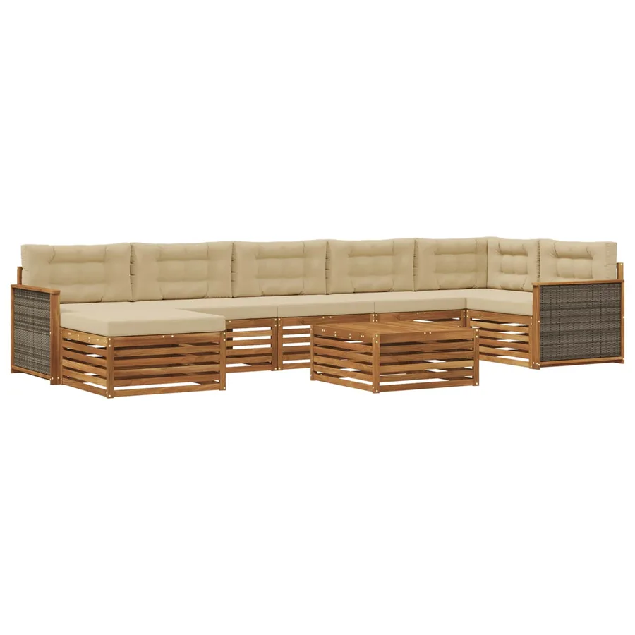 Ensemble de canapés d'extérieur 8 pcs Naturel et Beige - 2